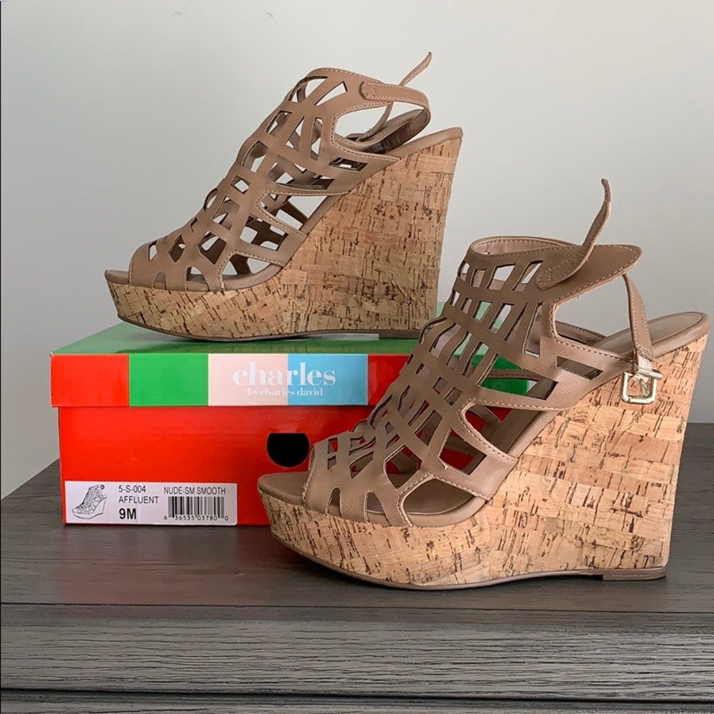 Charles by Charles David Nude Cage Wedges - 9M